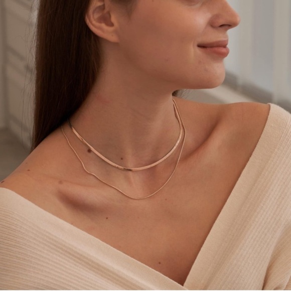 Women’s Rose Gold Necklace 14K Rose Gold plated Necklace Gold Chain for Women - Picture 2 of 6